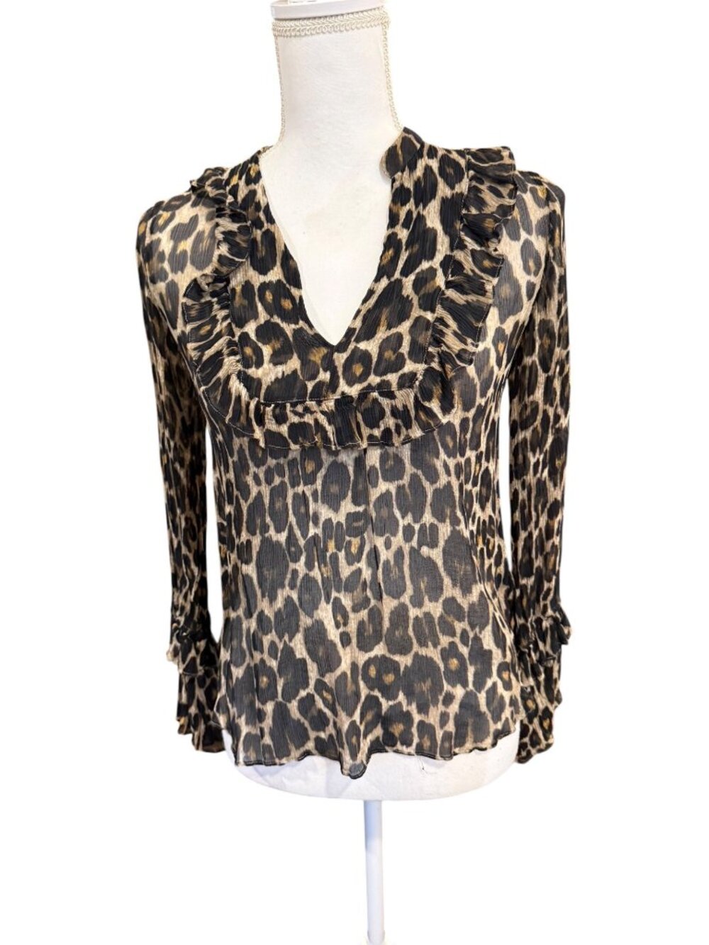 Robert Rodriguez XO Barneys New York Leopard Print Silk Blouse XS